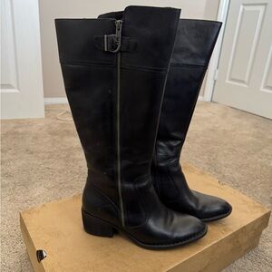 Born Black Leather Knee-High Boots wide calf